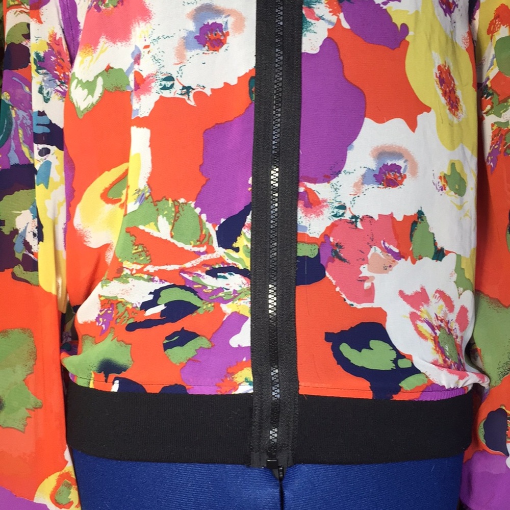 Floral sheer bomber  jacket Size Large XL - Picture 3 of 8